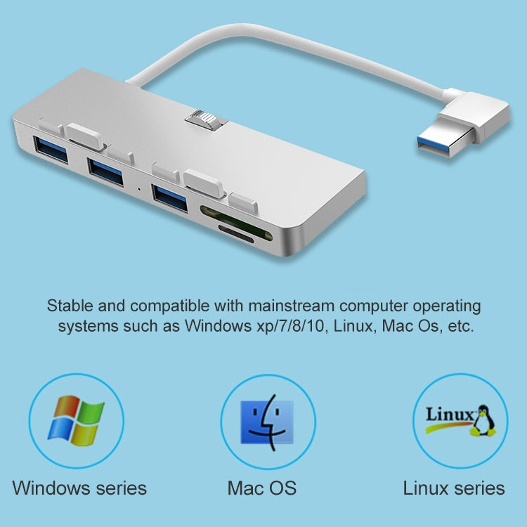 Rocketek para iMac USB3.0 x 3 + SD / TF Base de expansión HUB multifunción, USB3.0 x 3 + SD / TF