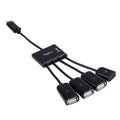 Cable portátil 4 en 1 USB-C/Tipo-C a 3 puertos USB 2.0 OTG HUB con fuente de alimentación micro USB