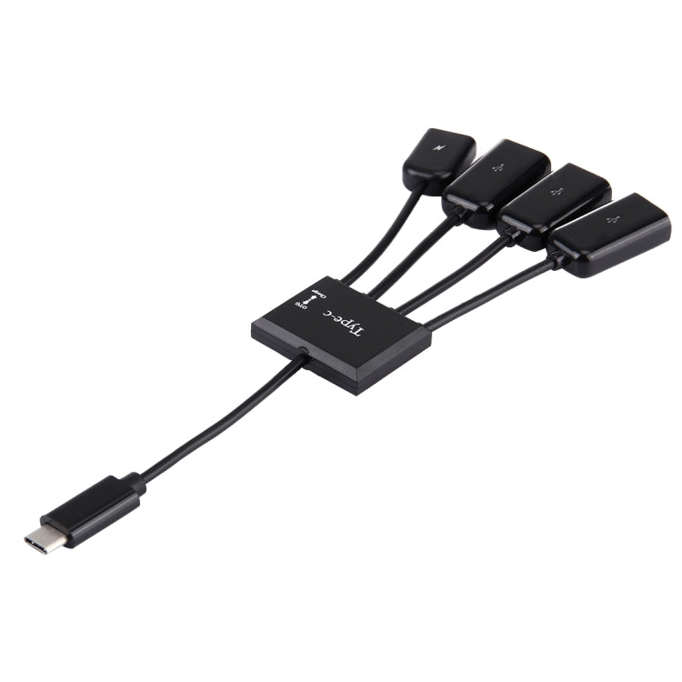 Cable portátil 4 en 1 USB-C/Tipo-C a 3 puertos USB 2.0 OTG HUB con fuente de alimentación micro USB