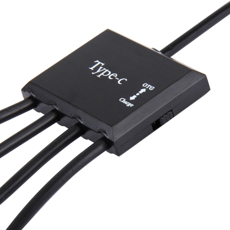 Cable portátil 4 en 1 USB-C/Tipo-C a 3 puertos USB 2.0 OTG HUB con fuente de alimentación micro USB