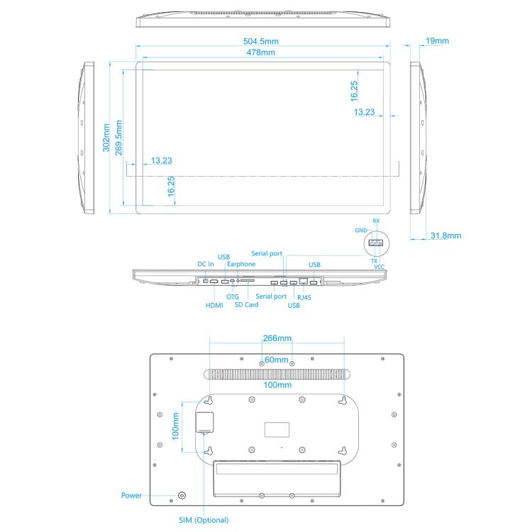 Marco de fotos digital con pantalla LCD de 21,5 pulgadas, RK3288 Quad Core Cortex A17 hasta 1,8 GHz, Android 8.1, 2 GB+16 GB, compatible con WiFi, Ethernet, Bluetooth, tarjeta SD y conector de 3,5 mm, 21.5 inch 2GB+16GB