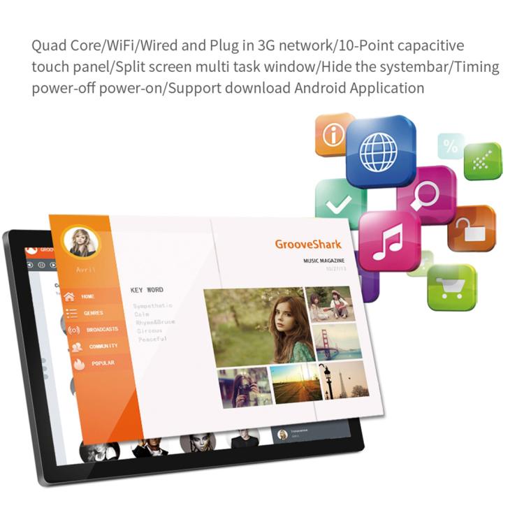 Marco de fotos digital con pantalla LCD de 21,5 pulgadas, RK3288 Quad Core Cortex A17 hasta 1,8 GHz, Android 8.1, 2 GB+16 GB, compatible con WiFi, Ethernet, Bluetooth, tarjeta SD y conector de 3,5 mm, 21.5 inch 2GB+16GB
