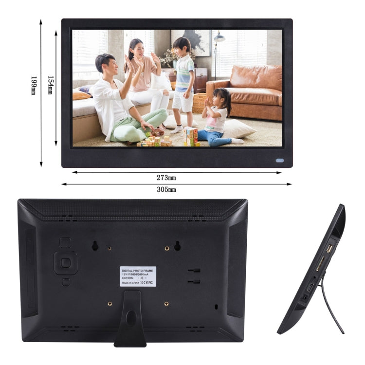Marco de fotos digital con pantalla LED FHD de 12,5 pulgadas con soporte y control remoto, programa MSTAR V56, compatible con entrada de tarjeta USB/SD