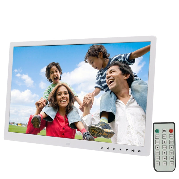 Marco de fotos digital con pantalla LED de 17,0 pulgadas con control de botón táctil de 7 teclas/soporte/control remoto, tecnología Allwinner, compatible con entrada de tarjeta USB/SD/OTG, enchufe de EE. UU./UE/Reino Unido                              ...