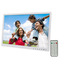 Marco de fotos digital con pantalla LED de 17,0 pulgadas con control de botón táctil de 7 teclas/soporte/control remoto, tecnología Allwinner, compatible con entrada de tarjeta USB/SD/OTG, enchufe de EE. UU./UE/Reino Unido                              ...