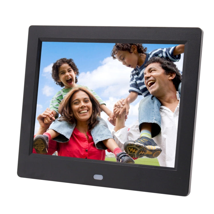Marco de fotos digital con pantalla TFT de 8 pulgadas CA 100-240 V con soporte y control remoto, compatible con entrada de tarjeta USB / SD, 8 inch TFT
