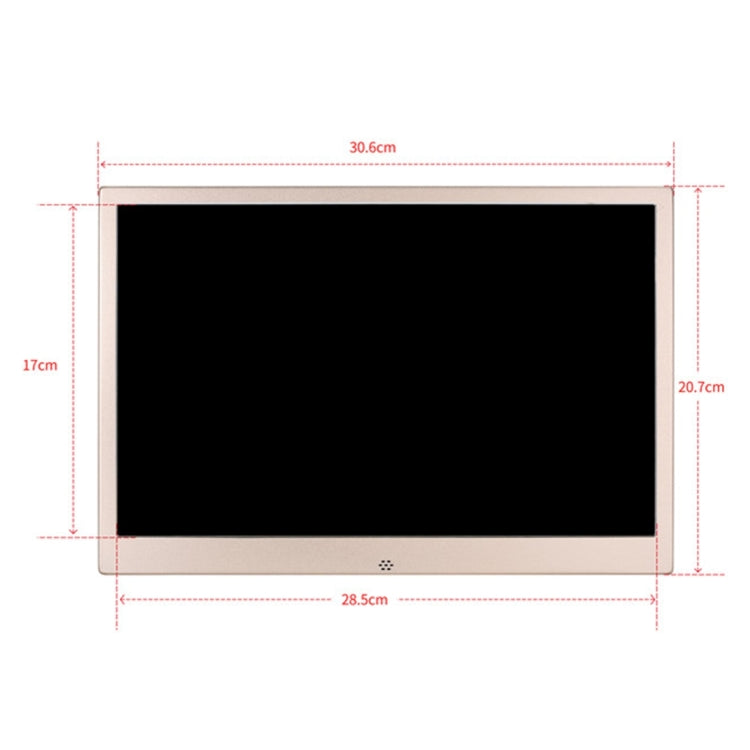 HSD1303 Marco de fotos digital con pantalla LED de alta resolución 1280x800 de 13,3 pulgadas con soporte y control remoto, compatible con tarjeta SD / MMC / MS / puerto USB, enchufe del Reino Unido (dorado), HSD1303 13.3 inch