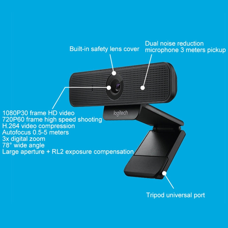 Cámara web Logitech C925E 1080p HD con cubierta de seguridad integrada