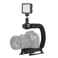 PULUZ Estabilizador de soporte DV portátil en forma de U/C + kit de luz de relleno LED con cabezal de trípode de zapata fría para todas las cámaras SLR y cámaras DV domésticas, C-Shaped Bracket + Fill Light