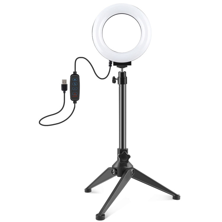 PULUZ 4,7 pulgadas 12 cm USB 3 modos Anillo LED regulable Vlogging Fotografía Luces de vídeo + Soporte para trípode de escritorio con rótula de bola para trípode con zapata fría, Tripod Stand + Ring LED
