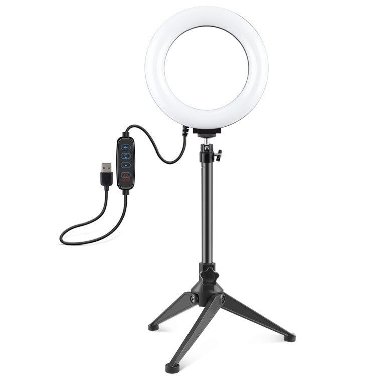 PULUZ 6.2 pulgadas 16 cm USB 3 modos Anillo LED regulable Vlogging Fotografía Luces de video + Soporte para trípode de escritorio con rótula de bola para trípode con zapata fría, Tripod Mount+6.2 inch Light