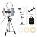 Soporte para trípode PULUZ + soporte para teléfono dual para transmisión en vivo + kits de luces de vídeo para vlogging con anillo LED de 6,2 pulgadas y 16 cm, 3 in 1