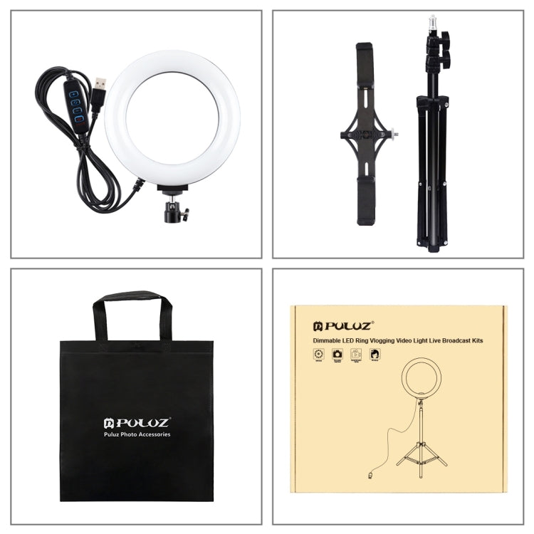 PULUZ-montaje para trípode de 1,1 m + soporte para teléfono dual para transmisión en vivo + anillo LED de 6,2 pulgadas y 16cm, kits de luces de vídeo para Vlogging, 3 in 1 Live Broadcast Kits