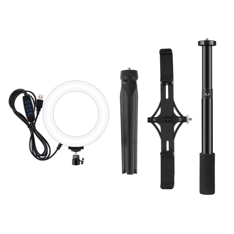 Soporte para trípode PULUZ + varilla de extensión + soporte para teléfono Dual para transmisión en vivo + anillo LED de 6,2 pulgadas y 16cm, Kits de luz para vídeo Vlogging, 4 in 1 Live Broadcast Kits
