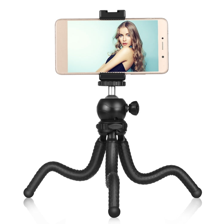 PULUZ Mini Octopus Soporte para trípode flexible con rótula esférica y abrazadera para teléfono + adaptador de montaje para trípode y tornillo largo para cámaras SLR, GoPro, teléfono móvil, tamaño: 25 cm x 4,5 cm, 25cm Tripod + Phone Clamp