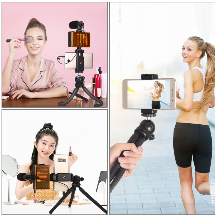 PULUZ Mini Octopus Soporte para trípode flexible con rótula esférica y abrazadera para teléfono + adaptador de montaje para trípode y tornillo largo para cámaras SLR, GoPro, teléfono móvil, tamaño: 25 cm x 4,5 cm, 25cm Tripod + Phone Clamp