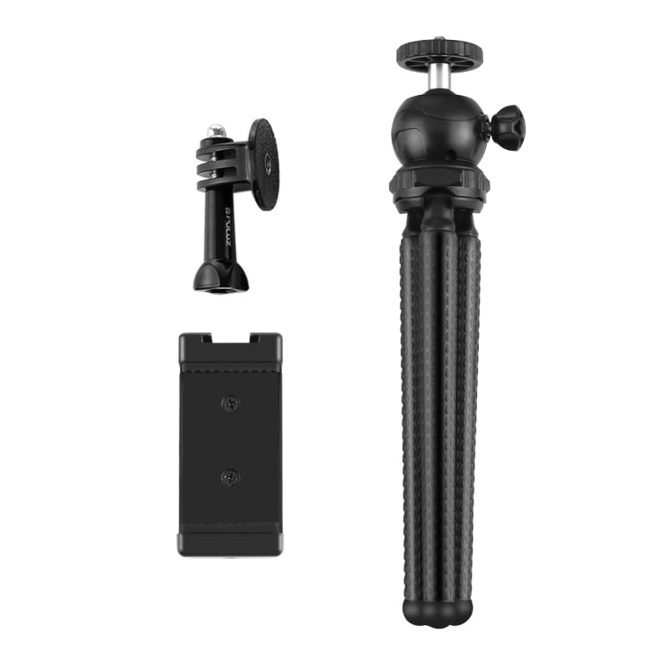 PULUZ Mini Octopus Soporte para trípode flexible con rótula esférica y abrazadera para teléfono + adaptador de montaje para trípode y tornillo largo para cámaras SLR, GoPro, teléfono móvil, tamaño: 25 cm x 4,5 cm, 25cm Tripod + Phone Clamp