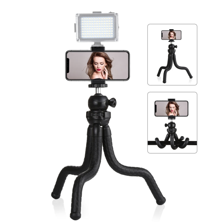 PULUZ Mini Octopus Soporte para trípode flexible con rótula esférica y abrazadera para teléfono + adaptador de montaje para trípode y tornillo largo para cámaras SLR, GoPro, teléfono móvil, tamaño: 30 cm x 5 cm, 30cm Tripod + Phone Clamp