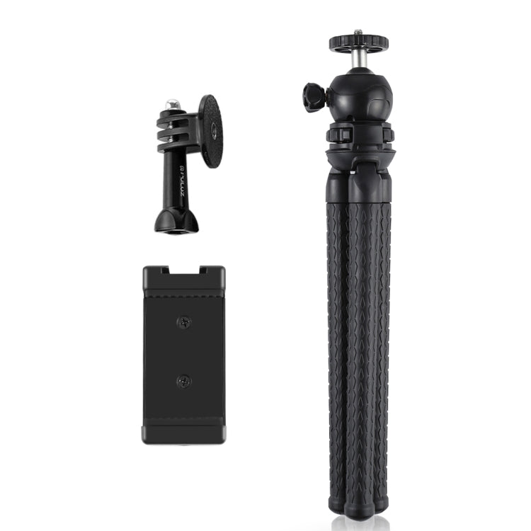 PULUZ Mini Octopus Soporte para trípode flexible con rótula esférica y abrazadera para teléfono + adaptador de montaje para trípode y tornillo largo para cámaras SLR, GoPro, teléfono móvil, tamaño: 30 cm x 5 cm, 30cm Tripod + Phone Clamp