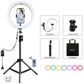 PULUZ 11,8 pulgadas, 30 cm, luz RGB, 1,1 m, montaje en trípode, anillo LED regulable, Vlogging, selfie, fotografía, luces de vídeo, kits de transmisión en vivo con zapata fría, rótula de bola de trípode y abrazadera para teléfono, 12 inch RGB+Tripod(EU...