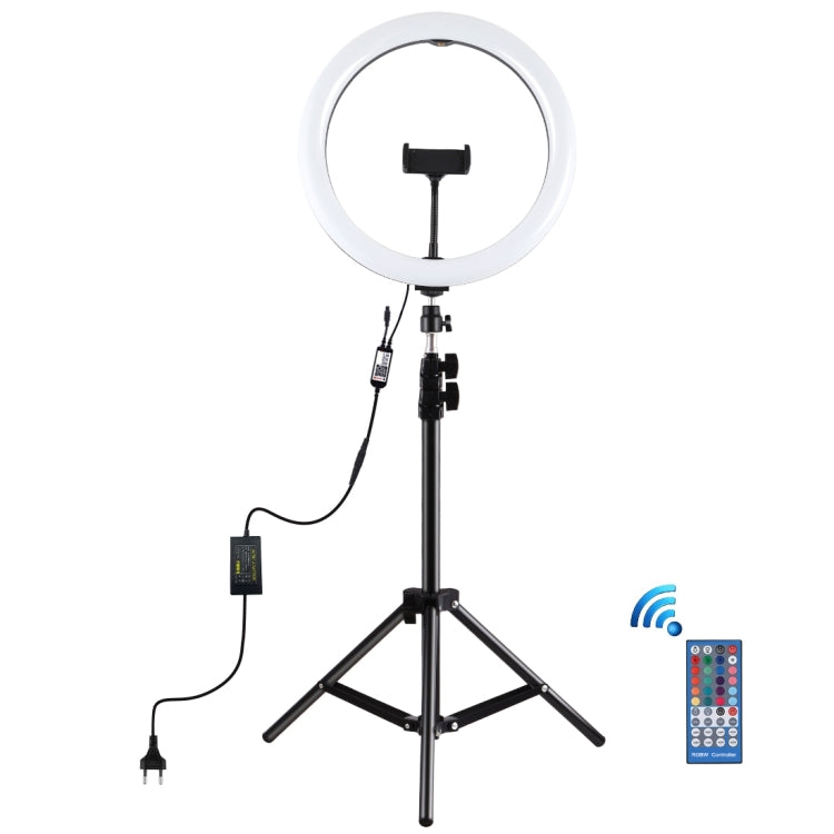PULUZ 11,8 pulgadas, 30 cm, luz RGB, 1,1 m, montaje en trípode, anillo LED regulable, Vlogging, selfie, fotografía, luces de vídeo, kits de transmisión en vivo con zapata fría, rótula de bola de trípode y abrazadera para teléfono, 12 inch RGB+Tripod(EU...