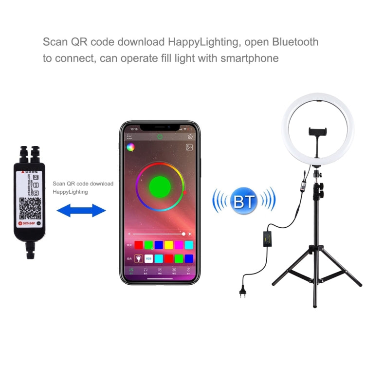 PULUZ 11,8 pulgadas, 30 cm, luz RGB, 1,1 m, montaje en trípode, anillo LED regulable, Vlogging, selfie, fotografía, luces de vídeo, kits de transmisión en vivo con zapata fría, rótula de bola de trípode y abrazadera para teléfono, 12 inch RGB+Tripod(EU...