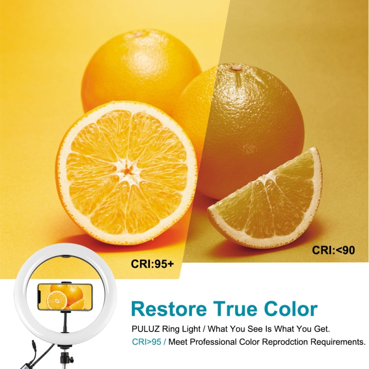 PULUZ Luz RGBW de 10,2 pulgadas, 26 cm + montaje en trípode de 1,65 m Superficie curva USB RGBW Anillo LED regulable Vlogging Luz de video Kits de transmisión en vivo con zapata fría Trípode, abrazadera para teléfono y control remoto                   ...