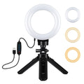 PULUZ 4,7 pulgadas 12 cm USB 3 modos Anillo LED regulable Vlogging Fotografía Luces de vídeo + Kit de montaje de trípode de bolsillo con rótula de bola de trípode de zapata fría, 4.7 inch Light+Pocket Tripod