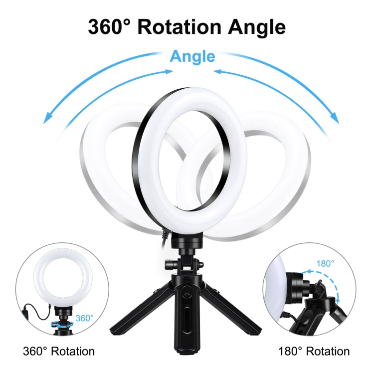 PULUZ 4,7 pulgadas 12 cm USB 3 modos Anillo LED regulable Vlogging Fotografía Luces de vídeo + Kit de montaje de trípode de bolsillo con rótula de bola de trípode de zapata fría, 4.7 inch Light+Pocket Tripod