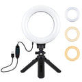 PULUZ 6.2 pulgadas 16 cm USB 3 modos Anillo LED regulable Vlogging Fotografía Luces de video + Kit de montaje de trípode de bolsillo con rótula de bola de trípode de zapata fría, 6.2 inch Light+Pocket Tripod