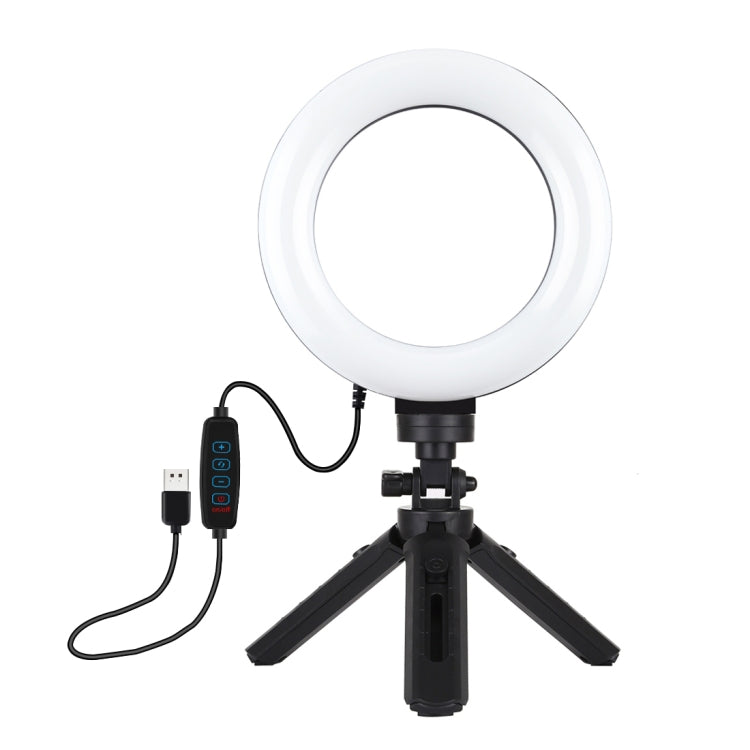 PULUZ 6.2 pulgadas 16 cm USB 3 modos Anillo LED regulable Vlogging Fotografía Luces de video + Kit de montaje de trípode de bolsillo con rótula de bola de trípode de zapata fría, 6.2 inch Light+Pocket Tripod