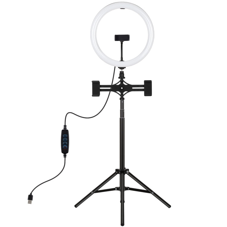 PULUZ Luz de 11,8 pulgadas y 30 cm + Trípode de 1,65 m + Soporte para teléfono dual Superficie curva USB 3 modos Regulable Temperatura de color dual Anillo LED Vlogging Video Light Kits de transmisión en vivo con abrazadera para teléfono               ...