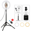 PULUZ Luz de 10,2 pulgadas, 26 cm + Montaje en trípode de 1,65 m Superficie curva USB 3 modos Regulable Anillo de temperatura de doble color Vlogging Video Light Kits de transmisión en vivo con abrazadera para teléfono y control remoto para selfies    ...
