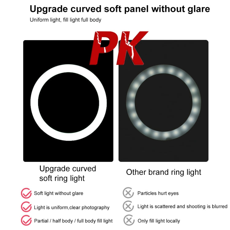 PULUZ 10.2 pulgadas 26 cm Luz + Soporte para trípode de escritorio USB 3 modos Regulable Temperatura de color dual LED Anillo de luz difusa curva Vlogging Selfie Fotografía Luces de video con abrazadera para teléfono, 10.2 inch + Desktop Tripod        ...