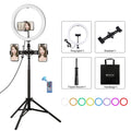PULUZ Luz RGBW de 11,8 pulgadas y 30 cm + soporte de 1,65 m + soportes duales para teléfono Superficie curva Anillo LED regulable RGBW Luz para selfies Vlogging Kits de transmisión en vivo con adaptador de trípode de zapata fría, abrazadera para teléfo...