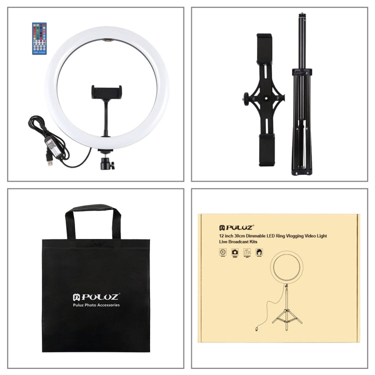 PULUZ Luz RGBW de 11,8 pulgadas y 30 cm + soporte de 1,65 m + soportes duales para teléfono Superficie curva Anillo LED regulable RGBW Luz para selfies Vlogging Kits de transmisión en vivo con adaptador de trípode de zapata fría, abrazadera para teléfo...