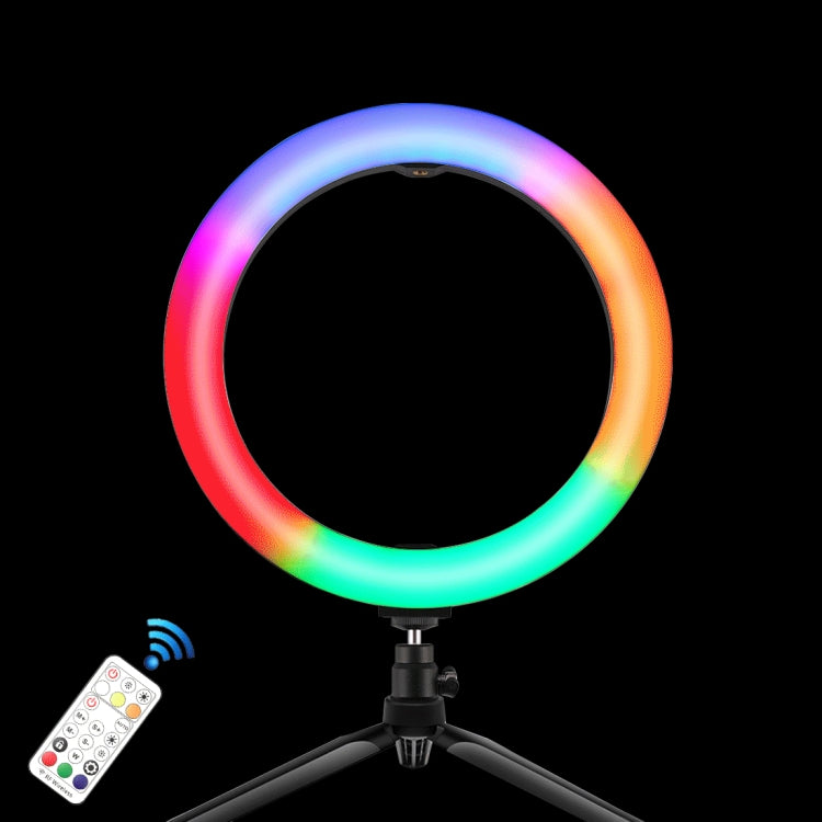 PULUZ 10.2 pulgadas 26 cm Carpa LED RGBWW Luz de belleza para selfies + Soporte para trípode de escritorio 168 LED Anillo regulable con temperatura de doble color Vlogging Fotografía Luces de video con zapata fría Trípode, rótula de bola, control remot...