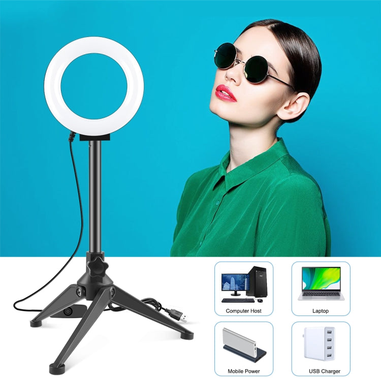 PULUZ 4.7 pulgadas 12 cm Anillo de luz + Trípode de escritorio Selfie Stick Mount USB Luz blanca Anillo LED Selfie Belleza Vlogging Fotografía Video Kits de luces