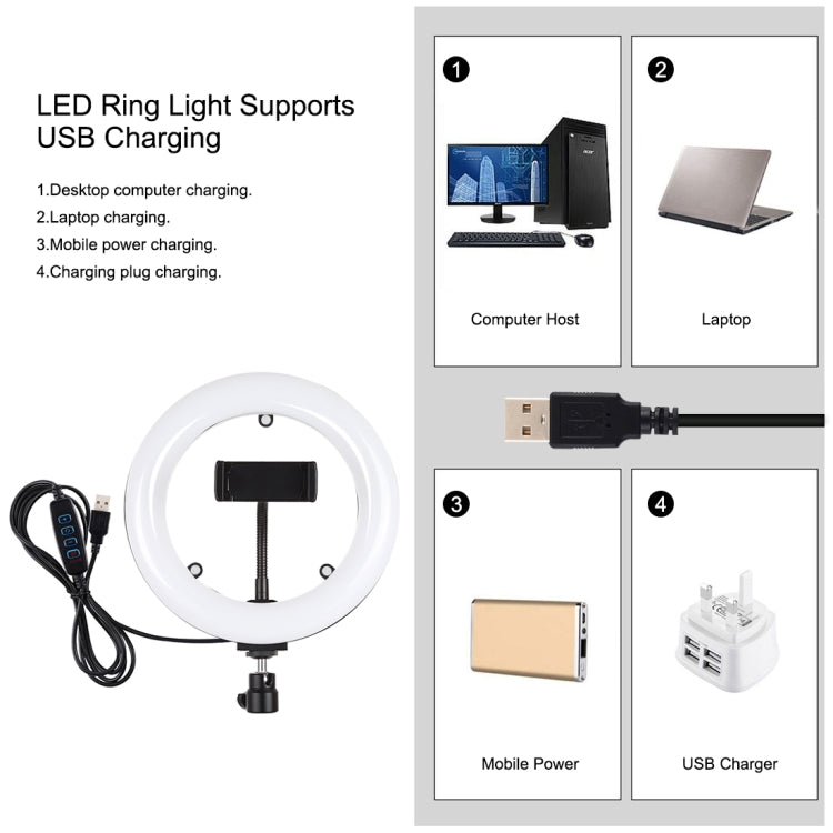 PULUZ 7,9 pulgadas 20 cm Luz de espejo + 1,1 m Montaje en trípode USB 3 modos Regulable Temperatura de color dual LED Anillo de luz curva Vlogging Selfie Fotografía Luces de video con espejo y abrazadera para teléfono, 7.9 inch Mirror Light + 1.1m Mount