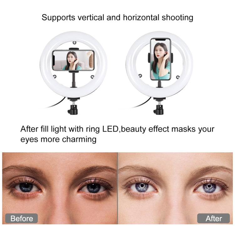 PULUZ 7,9 pulgadas 20 cm Luz de espejo + 1,1 m Montaje en trípode USB 3 modos Regulable Temperatura de color dual LED Anillo de luz curva Vlogging Selfie Fotografía Luces de video con espejo y abrazadera para teléfono, 7.9 inch Mirror Light + 1.1m Mount
