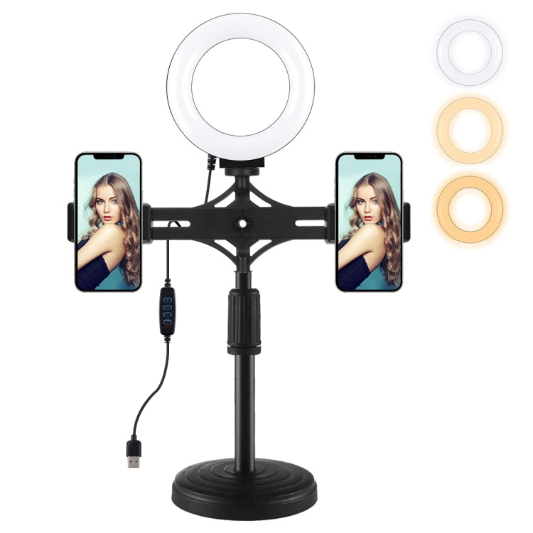PULUZ 4,7 pulgadas 12 cm anillo de luz horizontal doble soportes para teléfono soporte de escritorio kits de luz de vídeo, 4.7 inch Horizontal Brackets Desktop Mount
