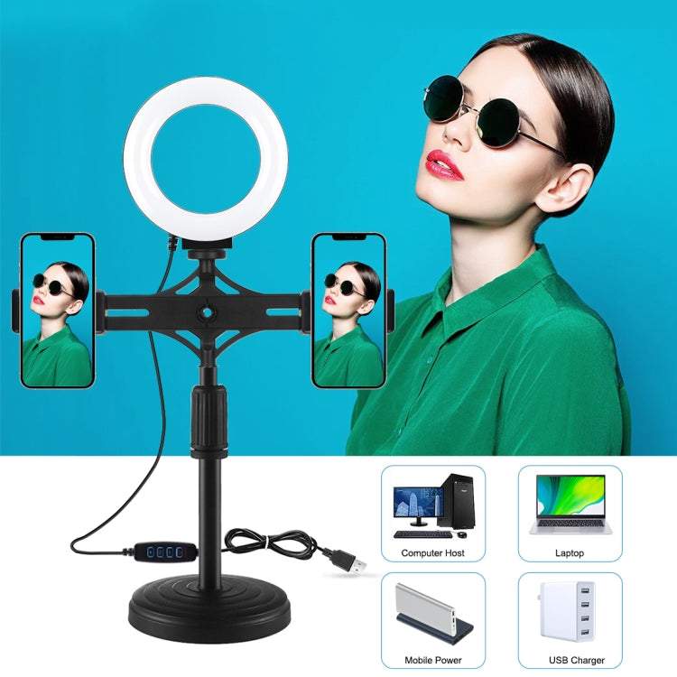PULUZ 4,7 pulgadas 12 cm anillo de luz horizontal doble soportes para teléfono soporte de escritorio kits de luz de vídeo, 4.7 inch Horizontal Brackets Desktop Mount