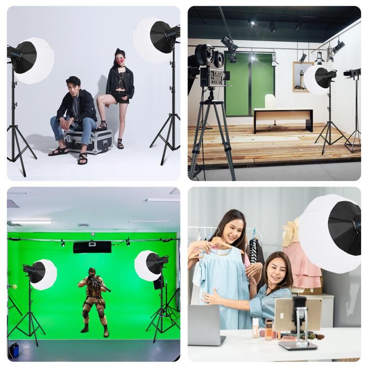 PULUZ 220V 150W 3200K-5600K Luz de vídeo de estudio + soporte de luz de 2,8 m + Kit de fotografía Softbox de linterna plegable de 65cm, 120W 2700K-6500K Light 2.8m Light Holder Kit AU Plug, 120W 2700K-6500K Light 2.8m Light Holder Kit EU Plug          ...