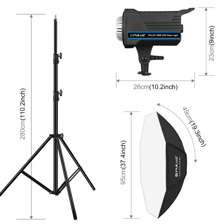 PULUZ 150W 3200K-5600K Kit de luz de flash estroboscópica para estudio fotográfico con reflector Softbox y trípode, 120W 2700K-6500K Light Kit US Plug, 120W 2700K-6500K Light Kit AU Plug, 120W 2700K-6500KK Light Kit EU Plug                             ...