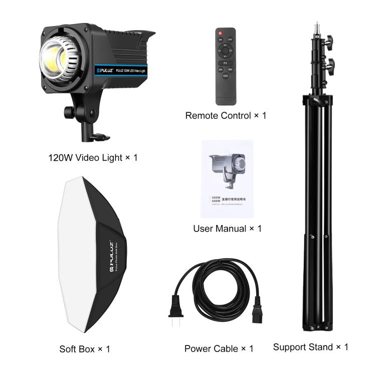 PULUZ 150W 3200K-5600K Kit de luz de flash estroboscópica para estudio fotográfico con reflector Softbox y trípode, 120W 2700K-6500K Light Kit US Plug, 120W 2700K-6500K Light Kit AU Plug, 120W 2700K-6500KK Light Kit EU Plug                             ...