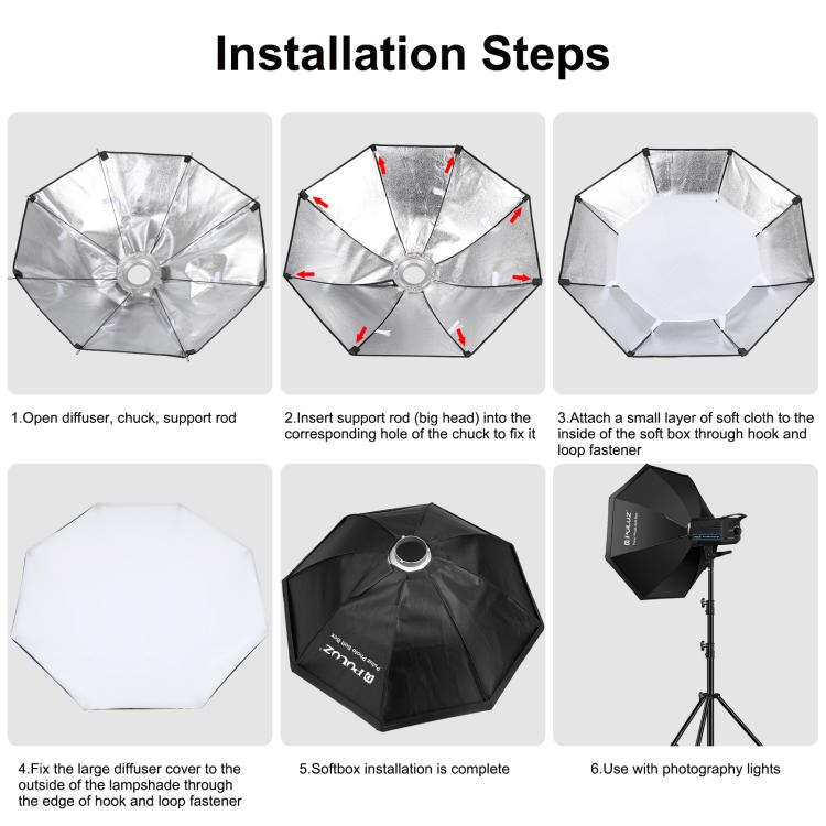 PULUZ 150W 3200K-5600K Kit de luz de flash estroboscópica para estudio fotográfico con reflector Softbox y trípode, 120W 2700K-6500K Light Kit US Plug, 120W 2700K-6500K Light Kit AU Plug, 120W 2700K-6500KK Light Kit EU Plug                             ...