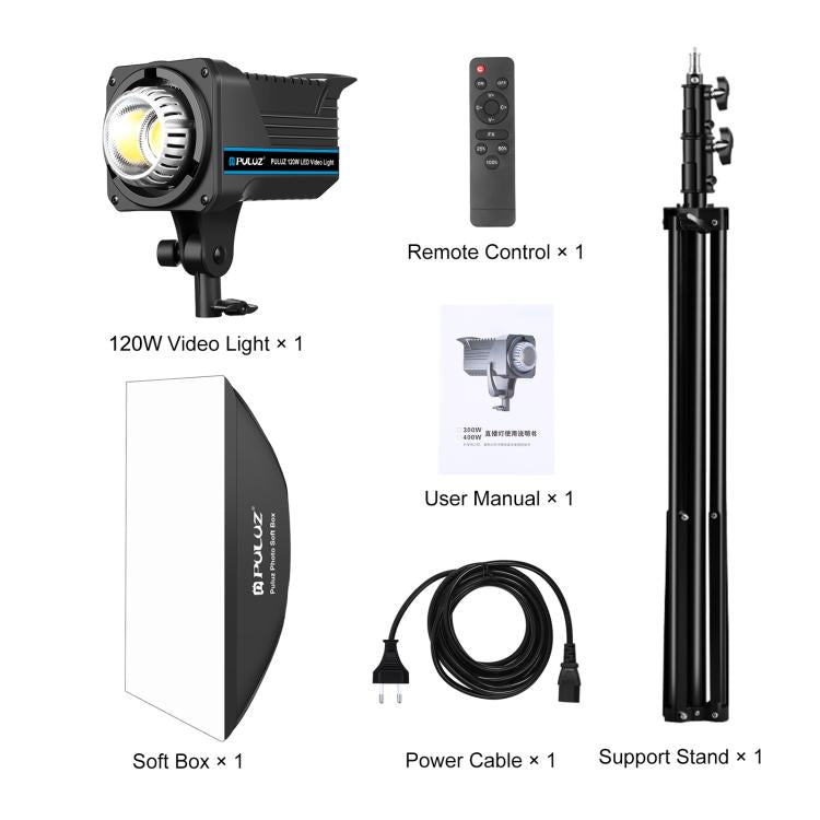 PULUZ 150W 3200K-5600K Kit de luz de flash estroboscópica para estudio fotográfico con reflector Softbox y trípode, Rectangle 120W 2700K-6500K Light Kit AU Plug, Rectangle 120W 2700K-6500K Light Kit EU Plug, Rectangle 120W 2700K-6500K Light Kit UK Plug...