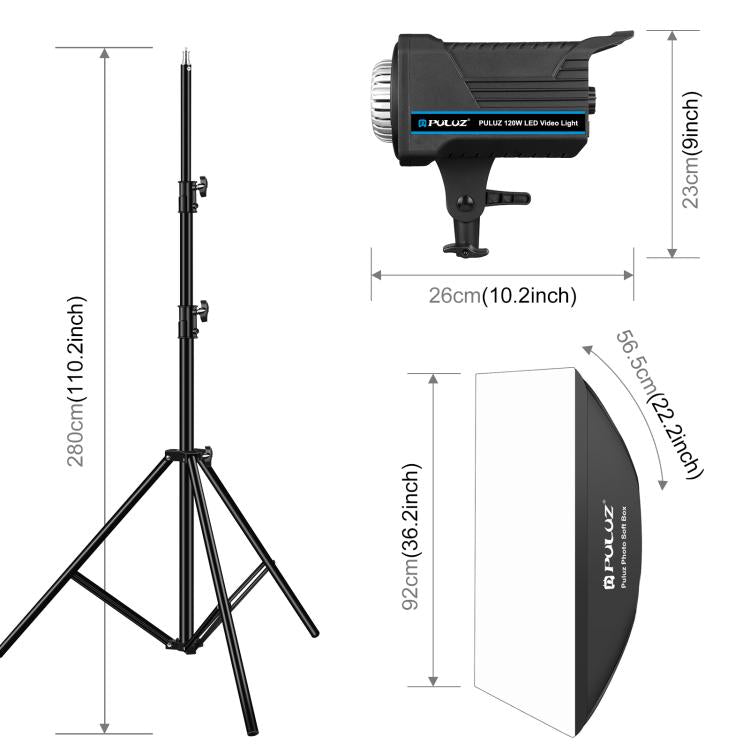 PULUZ 150W 3200K-5600K Kit de luz de flash estroboscópica para estudio fotográfico con reflector Softbox y trípode, Rectangle 120W 2700K-6500K Light Kit AU Plug, Rectangle 120W 2700K-6500K Light Kit EU Plug, Rectangle 120W 2700K-6500K Light Kit UK Plug...