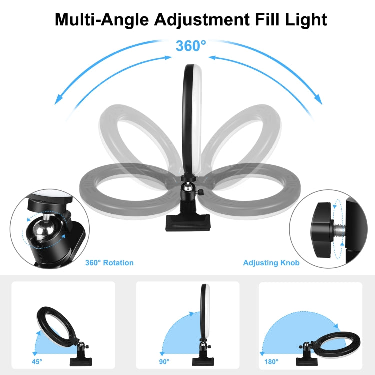 PULUZ Anillo de luz para selfies de 7,9 pulgadas y 20 cm + clip para monitor, 3 modos USB regulable, temperatura de color dual, LED curvo, Vlogging, fotografía, video, kits de luces con abrazadera para teléfono, 7.9 inch+Clip