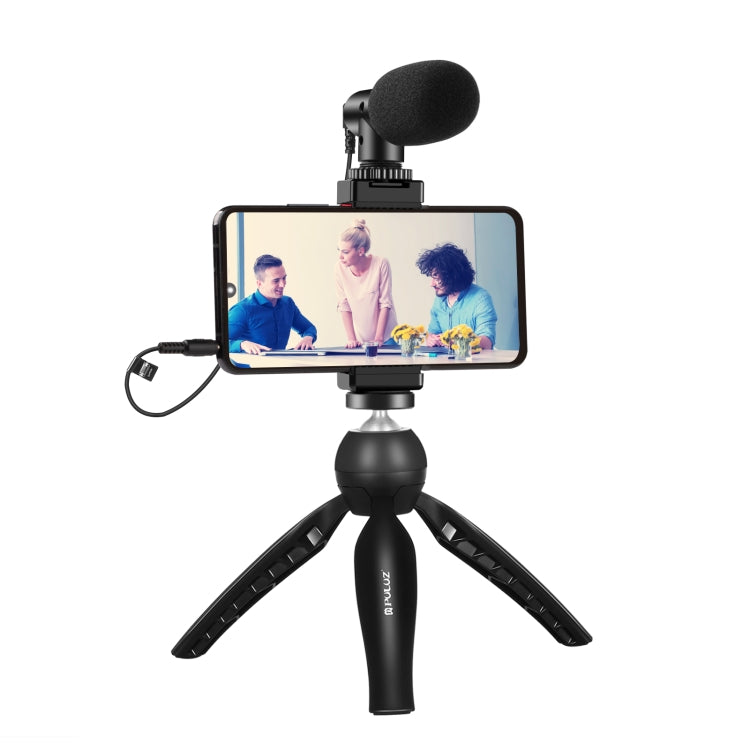 PULUZ Live Broadcast Smartphone Video Vlogger Kits Micrófono + Soporte para trípode + Soporte para abrazadera para teléfono, Mic + Tripod + lamp